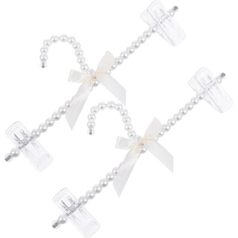 Cintre Pour Pantalons - Plastique Antidérapant Avec Décoration Perles - Pour Rangement Dans Armoire - 2 Pièces (1/5)