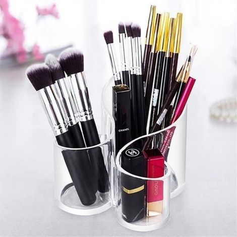 Organisateur Maquillage - Boîte Rangement Acrylique - Pour Pinceaux Cosmétiques et Stylos - 15 x 15 x 12 cm - 1 Pièce (1/4)