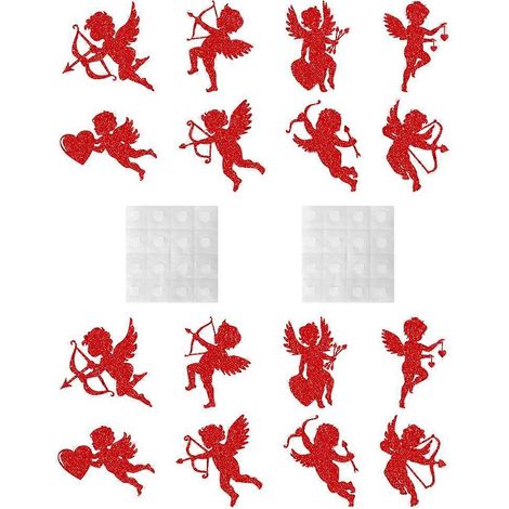 Autocollants décoratifs Cupidon pour la Saint-Valentin, lot de 2, rouges (1/5)