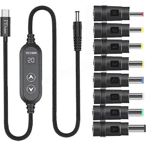 USB-C auf DC Boost 100W PD-Stromkabel USB-C auf DC 5,5 mm und verschiedene Versorgungsspannungen (5 V, 12 V, 15 V, 19 V, 20 V). (1/5)