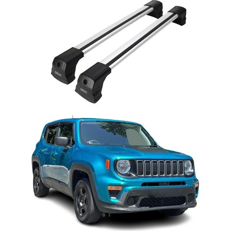 OMAC Barres de toit compatibles avec Jeep Renegade 2015-2025 – 2 barres – Antivol inclus – Aluminium Argent (1/5)