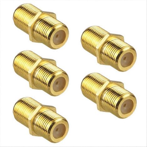 Lot de 5 connecteurs pour câble coaxial RG6 de type F plaqués or (1/5)