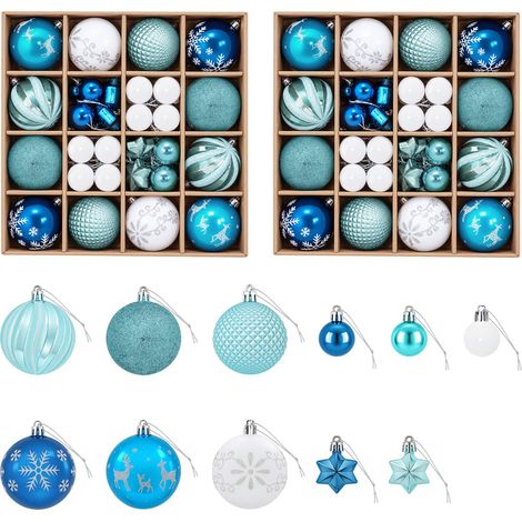 Juego de bolas navideñas 88 uds. Turquesa, azul oscuro y blanco vidaXL (1/5)