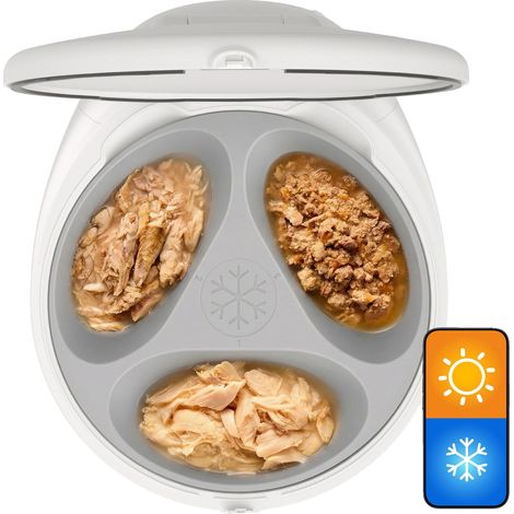 Distributeur Automatique de Nourriture pour Animaux, Contrôle WiFi, Fraîcheur 24 Heures, BLANC (1/2)