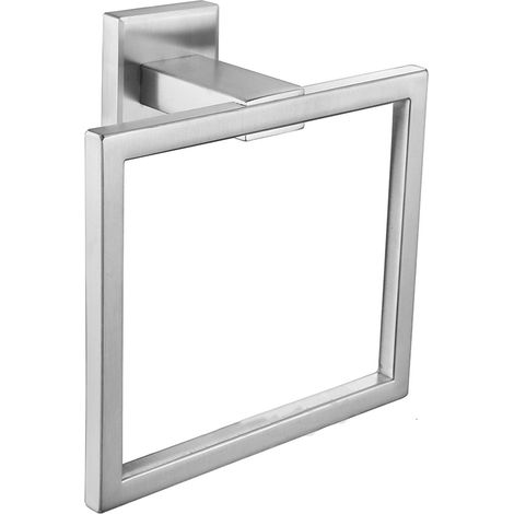 Anneau porte-serviettes simple, porte-serviettes de salle de bain en acier inoxydable, anneau porte-serviettes carré, support mural pour serviettes de douche et de cuisine (1/4)