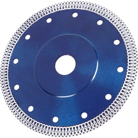 Lame de scie circulaire diamantée 150 mm de diamètre pour meuleuse d'angle, idéale pour le rainurage, le meulage et la découpe du béton, du granit et de la pierre. Clip de fixation inclus (bleu). (1/5)