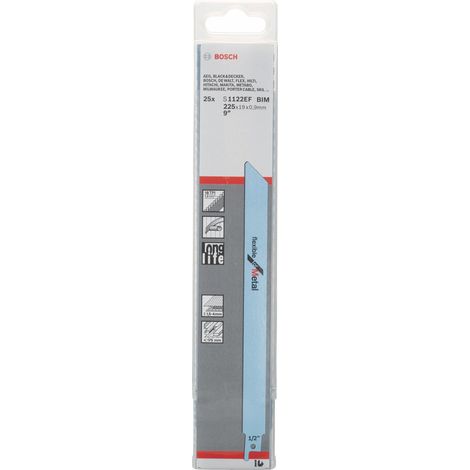 Bosch Professional 25 pezzi Lama per sega universale S 1122 EF Flexible for Metal (per metallo, 225 x 19 x 0.9 mm, accessorio per sega universale)