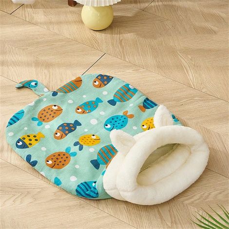 Sacos de Dodo pour Chat & Petit Chien, 55x45cm, Sac de Dodo Épais en Velours Chauffant, Conception Semi-Fermée pour Isolation Thermique en Hiver (1/5)