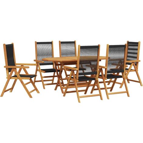 Maison Exclusive - Set da Pranzo per Giardino 7 pcs Nero Legno di Acacia Massello (1/5)