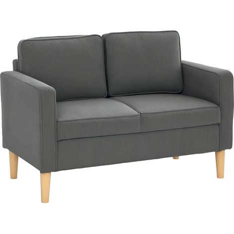 Two-Seater Corduroy Sofa, 117 x 63 x 79 cm, Grey (1/5)