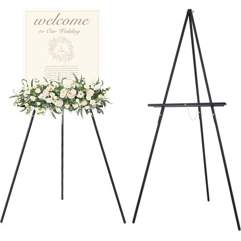 Chevalet Mariage en Bois de 64 pouce / 163cm en Pin Noir avec Hauteur Réglée, Chevalet Bois pour Mariage, Affiche, Exposition, Présentation Accueillant La Toile Jusqu’à 40 pouce / 102cm (1/5)