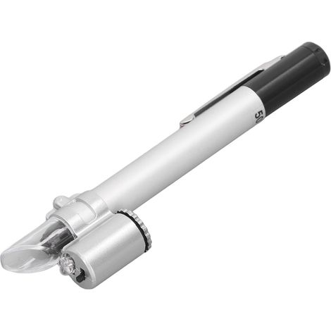 Microscope de poche portable de type stylo, grossissement 50x, loupe LED avec échelle et affichage clair, idéal pour les laboratoires, la maison et les bijouteries. (1/5)
