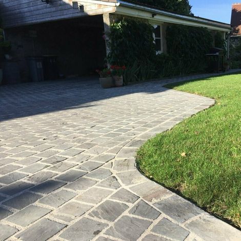 Pavé en grès kandla gris 14x20x3-5cm – Résistant aux intempéries – Finition naturelle pour terrasses et allées – Surface 1 m²