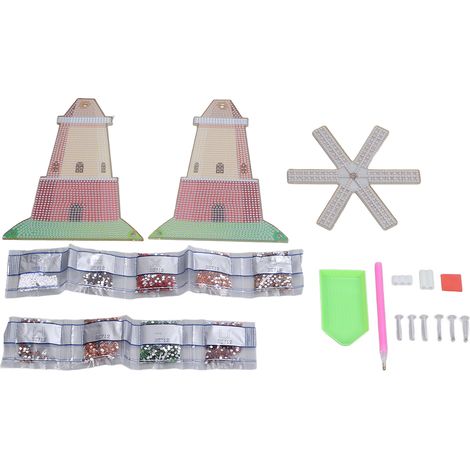 Moulin à vent géant en strass, kit DIY 5D brillant et étanche pour décoration ornementale, peinture rhinestone exquise (1/5)