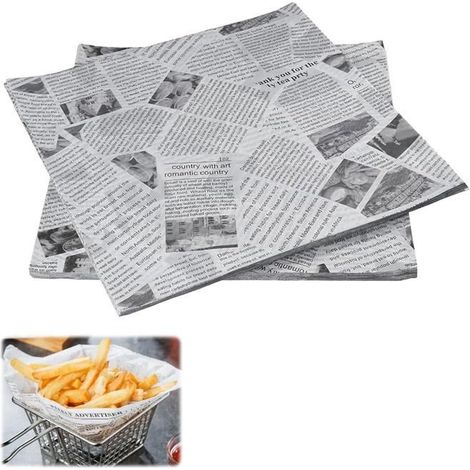 Papier Journal Alimentaire, 100 Papier Papier Emballage Alimentaire, 22x22cm papier journal, Emballage Alimentaire, papier cuisson (1/5)