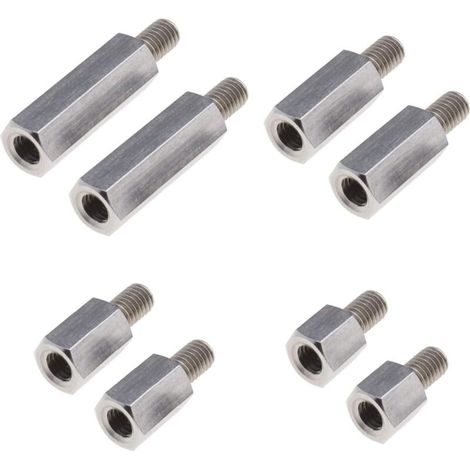 8pcs Entretoises Hexagonales à Tête Simple Filetage Mâle à Femelle 10mm 15mm 20mm 30mm M6xM6 pour PCB Attaches Accessoires de Matériel