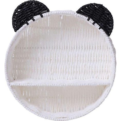 Panier de rangement suspendu en rotin, étagère murale mignonne en forme d'oreilles de panda, étagères tissées