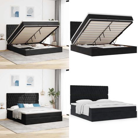 vidaXL Ottoman-Bett mit Matratzen Schwarz 180x200 cm Samt (1/5)