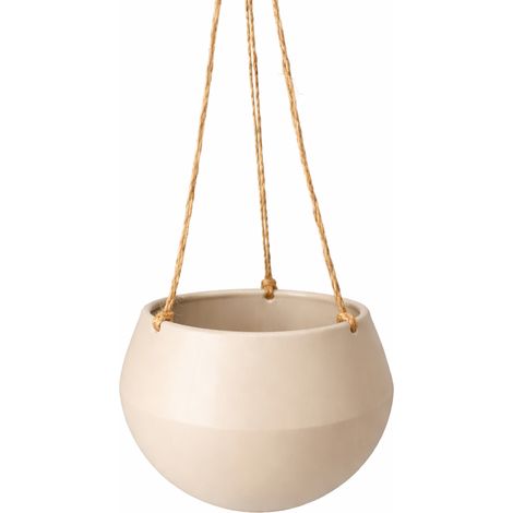 Maceta colgante beige, hemisférica, soporte para plantas para el balcón.