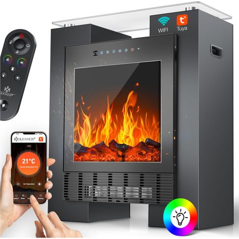 KESSER® LED-Elektrokamin mit Heizung, App/WLAN - Schwarz / Schwarz (1/5)