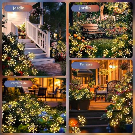 2 LED-Solarleuchten in Feuerwerksform, 8 Modi, wasserdicht, für Garten/Rasen/Terrasse/Weihnachten. (1/5)