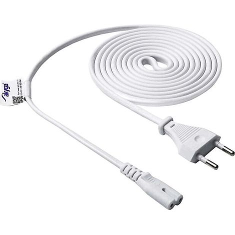 Cable de alimentación AKYGA AK-RD-06A tipo figura de ocho CCA CEE 7/16 / IEC C7 1,5 m blanco (1/3)