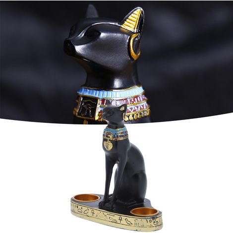 Statue de Chat Vintage en Résine, Bougeoir Décoratif pour Maison ou Bureau, Idée Cadeau Mariage