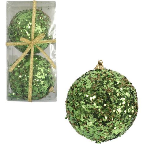 Elegante Styroporkugeln mit grünem Glitzer, 10 cm – 2er-Set (1/5)