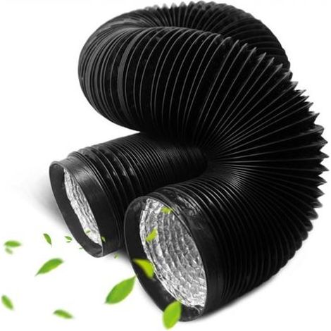 Tuyau d'évacuation flexible double en PVC et aluminium pour salle de bain, cuisine et sèche-linge (noir, 100 mm x 2 m [φxL]) (1/5)