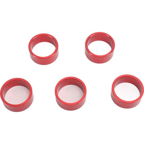 Lot de 5 entretoises de direction pour vélo, sans filetage, en alliage d'aluminium, compatibles avec les fourches de 28,6 mm (15 mm, rouge).