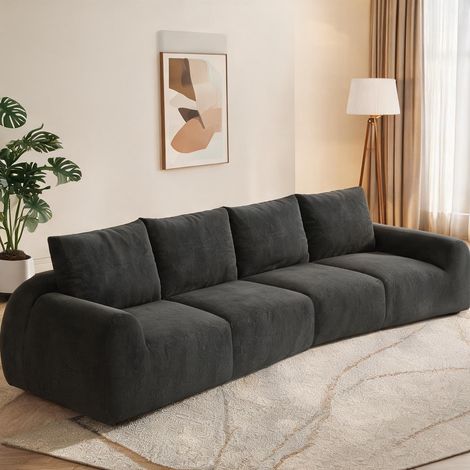 Canapé d'angle en tissu gris ardoise 401 x 200 x 85 cm à monter (1/5)