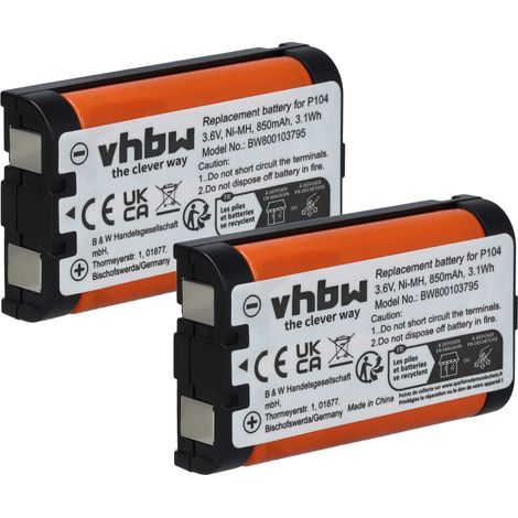 vhbw 2x Akku kompatibel mit Radio Shack 43-9031, 43-9030, 43-9026, 43-9025, 43-9024, 23-968 schnurlos Festnetz Telefon (850 mAh, 3,6 V, NiMH) Grün (1/5)