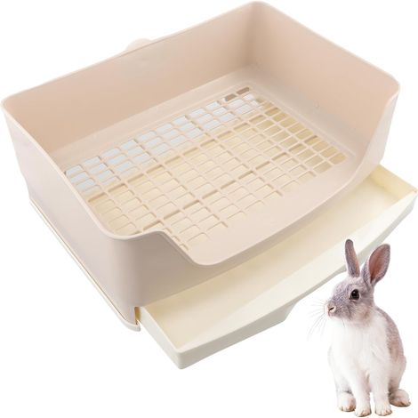1 Bac à litière, plastique, tiroir amovible, verrouillage sécurisé, pour lapin, rongeur (1/5)