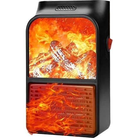 Chauffage électrique portable pour chambre à coucher, mini ventilateur de flamme 3D, télécommande, énergie silencieuse murale (avec télécommande) (1/5)