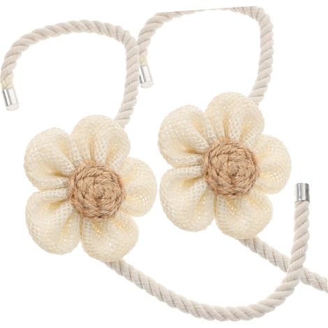pices Embrasses Magntiques pour Rideaux Coton Lin Fleurs (1/5)
