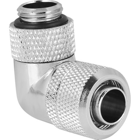 Raccord de refroidissement à eau 90° angle droit G1/4 pour tube fin (Argent) (1/5)