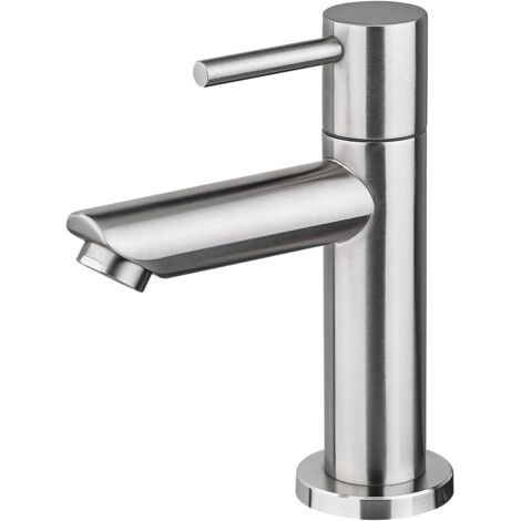 Miscelatore per lavabo ad acqua fredda, miscelatore monocomando per lavabo esterno, WC per ospiti, acciaio inox, grigio