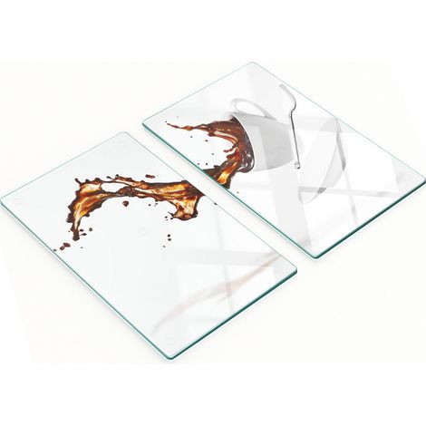 Tablas de servir de cristal para cocina con estampado de caf茅 derramado, 2x30x52 cm.