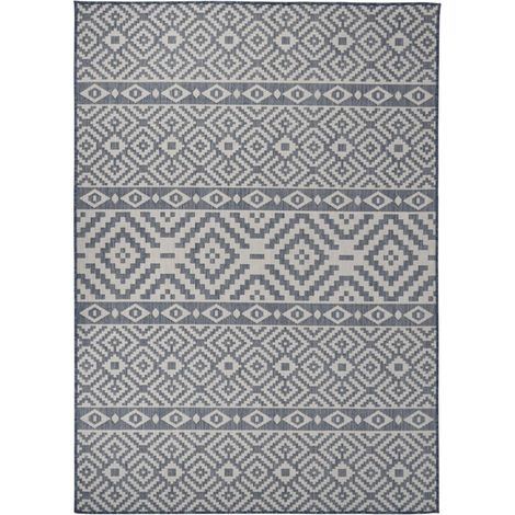FIMEI Tapis à tissage plat d'extérieur 120x170 cm Rayures bleues (1/5)
