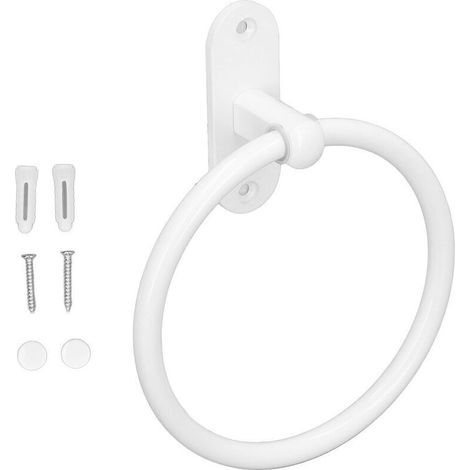 Porte-serviettes de salle de bain en alliage d'aluminium blanc, peu encombrant et au style élégant. Convient aux salles de bain d'hôtels, cuisines, toilettes et autres espaces similaires. (1/4)