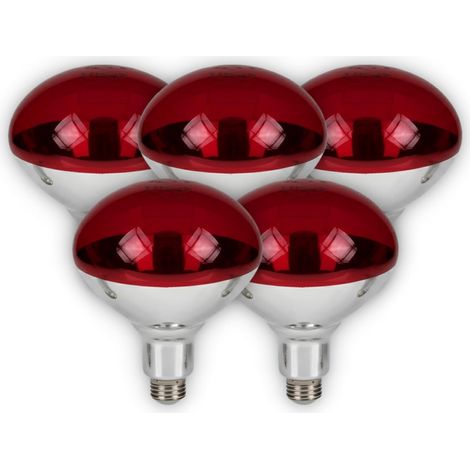 Ampoule Chauffante 150W E27, Lampe Infrarouge Rouge pour Terrarium, Chiens, Thérapie de Chaleur, Lampe Chauffante Animaux (Pack 5) (1/5)