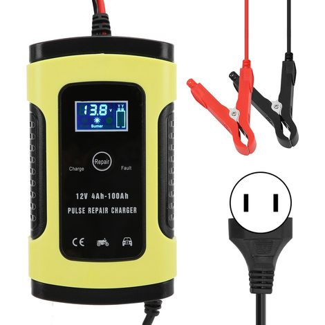 Chargeur de batterie 12V 6A numérique automatique avec écran LCD universel pour moto auto 4-100Ah 100-240V prise US (1/5)