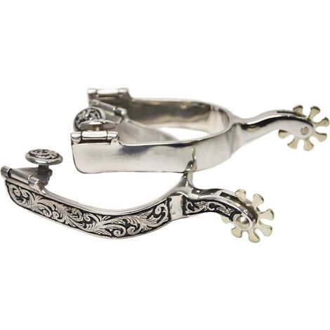 Speroni western con banda 18 mm in acciaio inox con decori a sbalzo su fondo nero