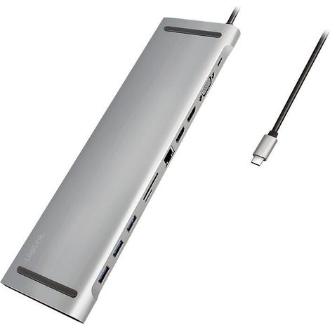 LogiLink UA0373 USB-C 11-en-1 PD 100W Docking Station Plata (1/4)