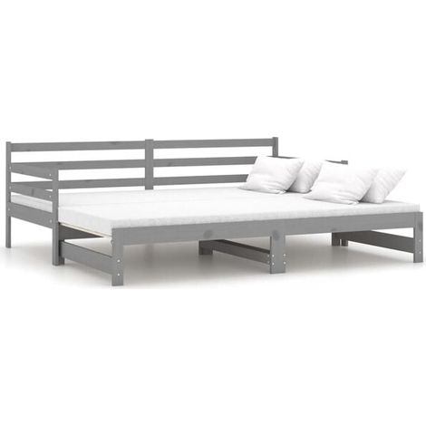 Lit coulissant gris sans matelas, 2 x (90 x 200 cm) (1/5)