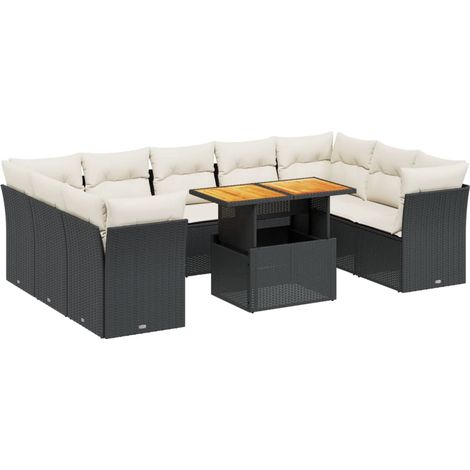 Maison Exclusive - 10-tlg. Garten-Sofagarnitur mit Kissen Schwarz