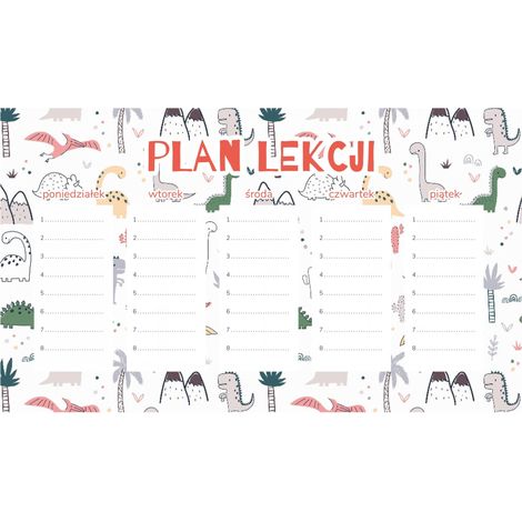Piano di lezione magnetico Dinosauri colorati e palme 30x17,5 cm