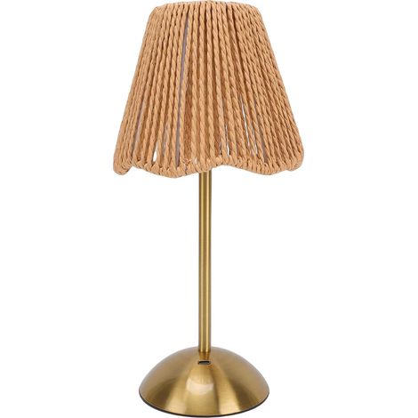FTVOGUE Lampe de Table, Chevet LED Rechargeable en Rotin avec (1/5)
