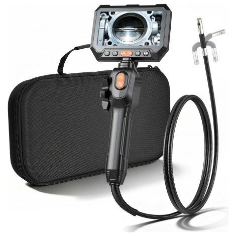 Endoskopkamera mit Licht Drehbar, Inspektionskamera mit Zwei-Wege beweglichem Kopf, IP67 Wasserdichte Rohrkamera mit 5 Zoll Display 1,5 m Kabel 5000 mAh Akku, 6,2 mm Boreskopkamera für Auto Haus (1/5)