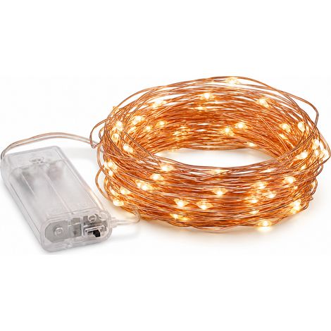 4 m Copper LED String Lights 40 Battery-Powered Warm White Lamps (1/5)